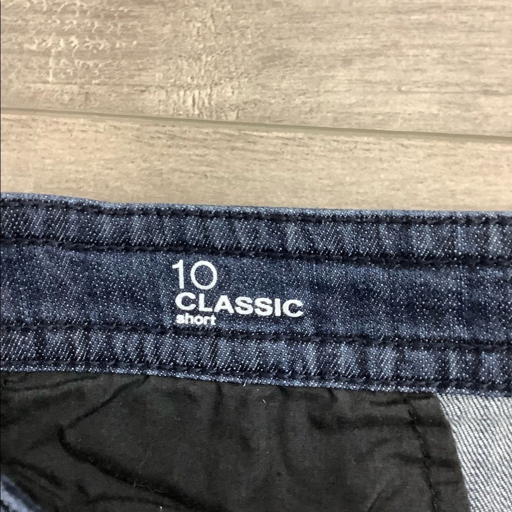 Women's Liz Claiborne 10 M Medium Shorts Jeans Jean Navy Blue Stretch High Rise - Picture 8 of 9